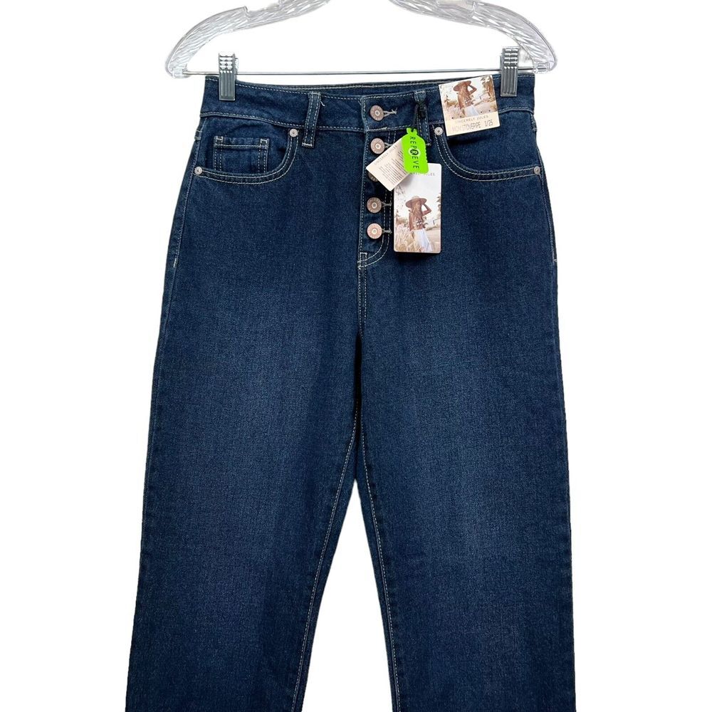 Sincerely Jules Womens Jeans Mom Stovepipe Raw Hem Button Fly Blue Size 1/25* - Picture 2 of 6